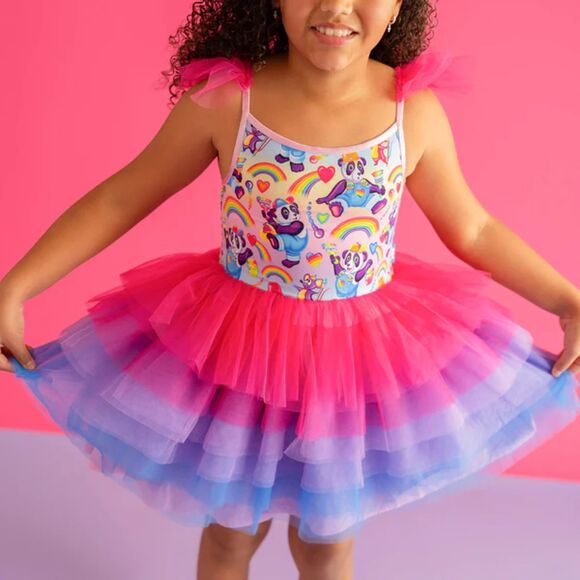 NWT Posh Peanut x Lisa Frank Panda Painter Tutu Dress – Girls 7/8 Rainbow Tulle - Picture 1 of 15